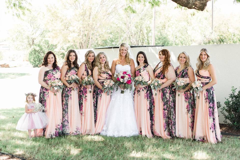 Bride with bridesmaids