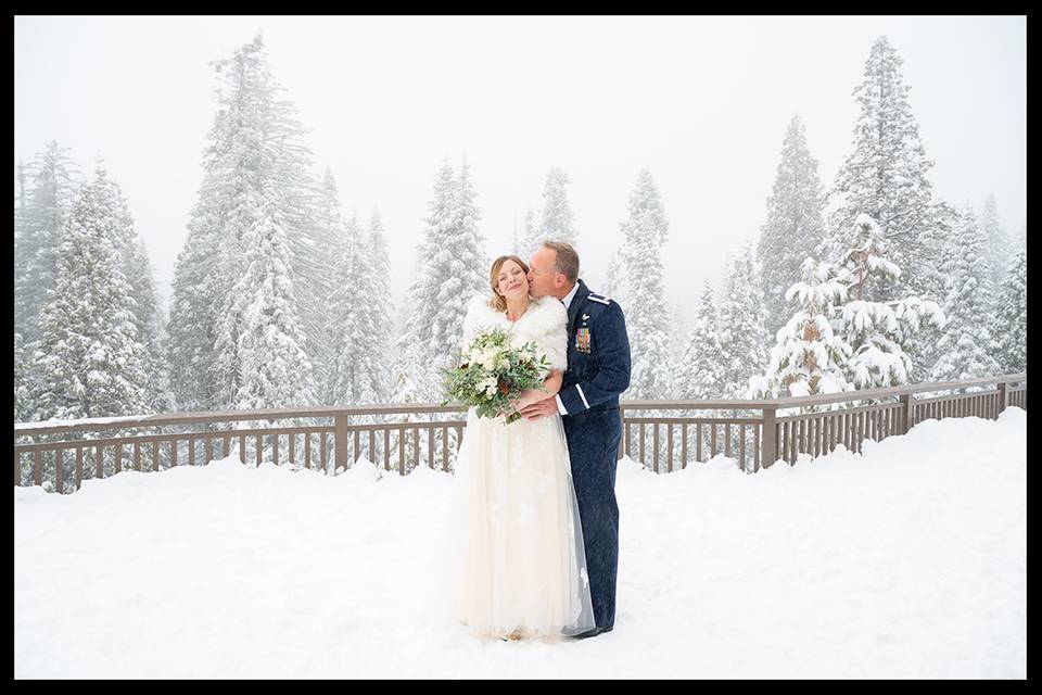 Bride and Groom in the snow