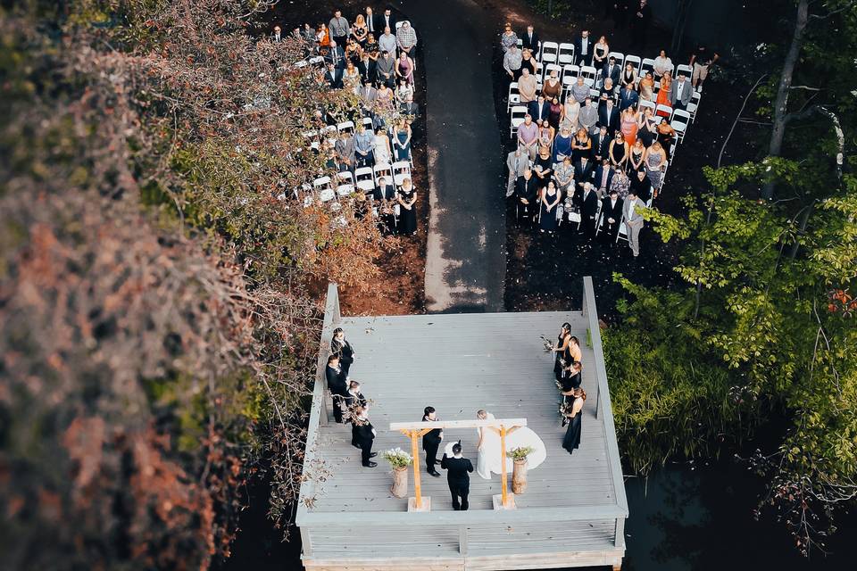 Aerial of Ceremony on Dock
