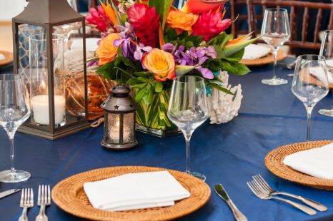 Table setup with centerpiece
