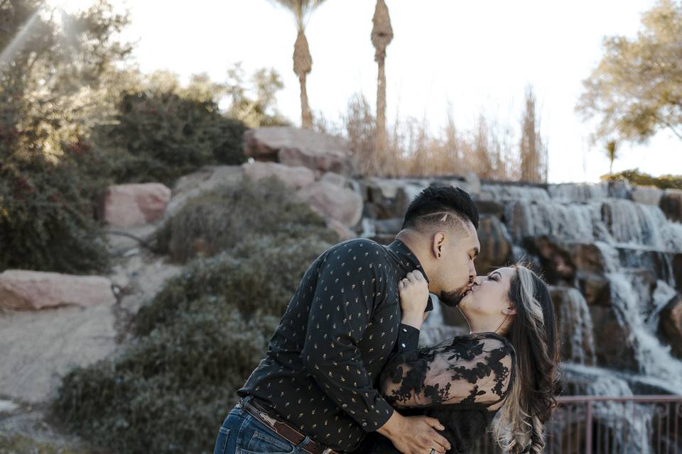 Happy couple embrace