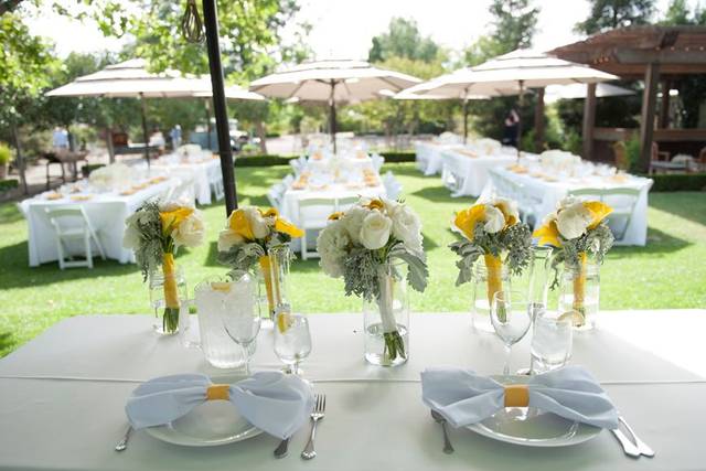 Table setup with centerpiece