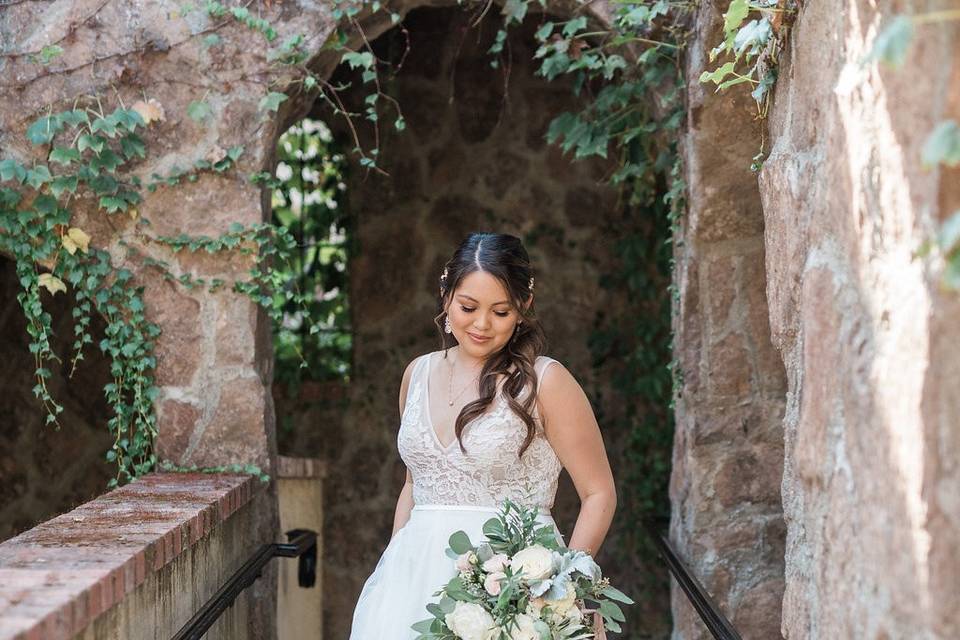 Bride on walkway