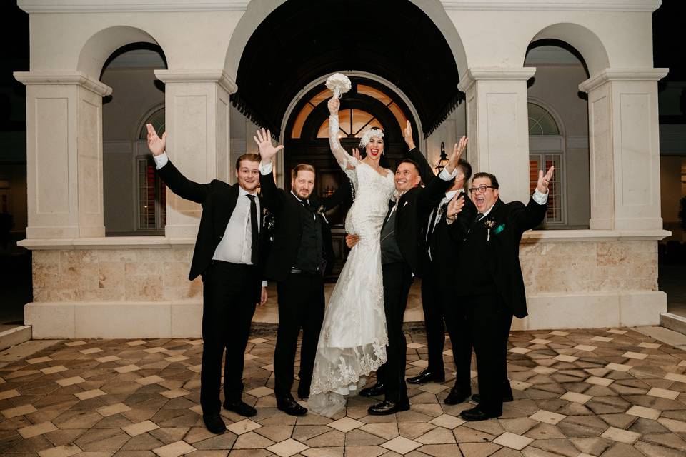 Bride and groomsman