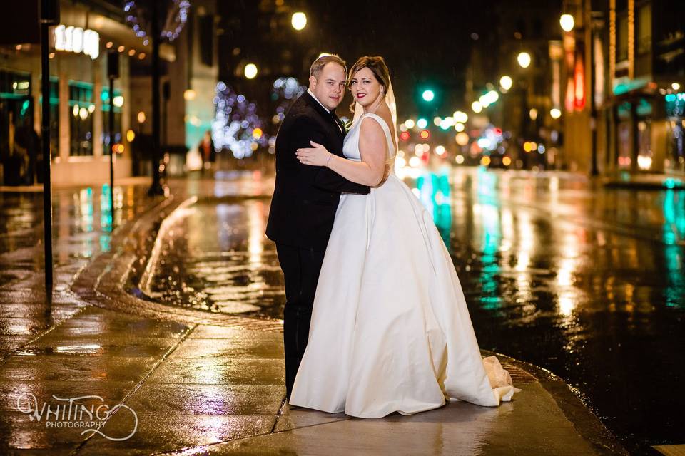 Bride and groom night shot