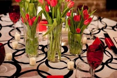 Table setup with centerpiece