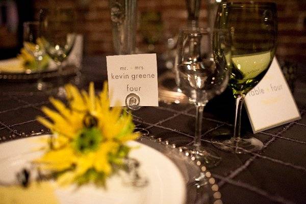 Table setup with centerpiece