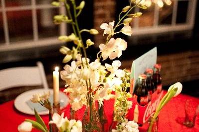 Table setup with centerpiece