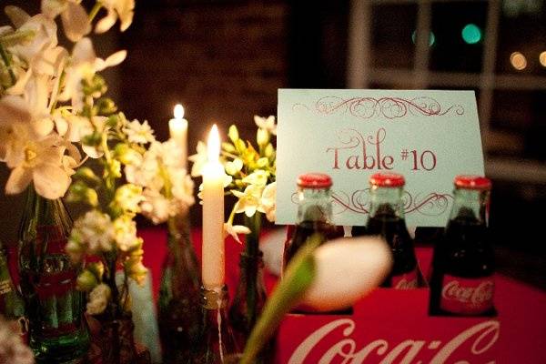 Table setup with centerpiece