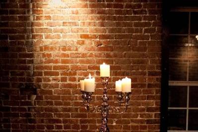 Table setup with candle centerpiece