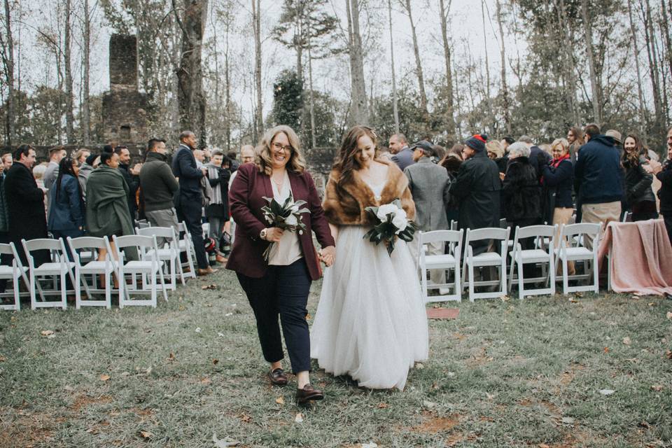 Brides after the ceremony