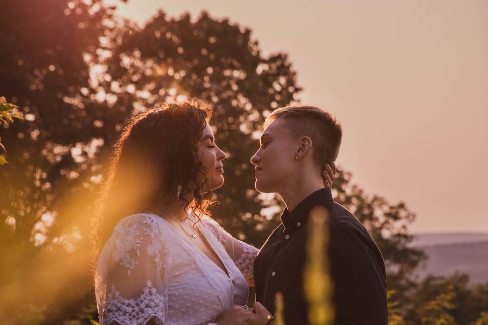 Newlyweds in the tall grass