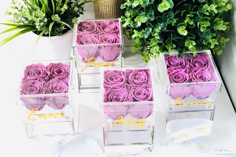 Bridal Party Clear Rose Box