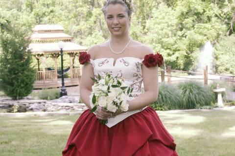 Posing with the bouquet