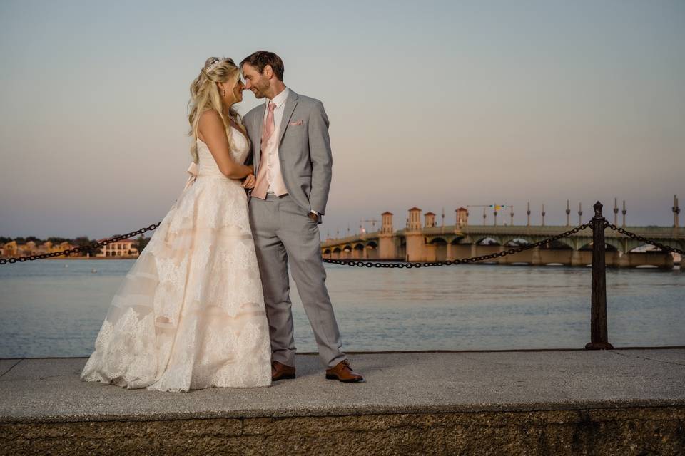 Couple near Bridge of Lions