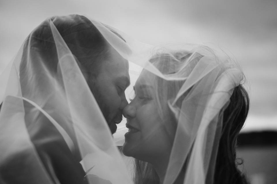 Black and white veil