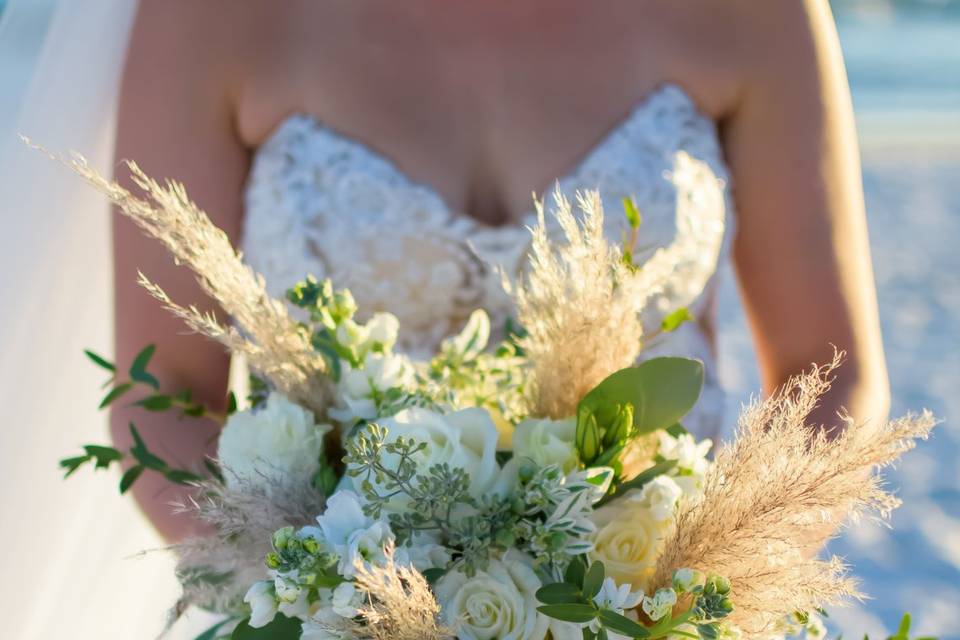 Bride and her flowers