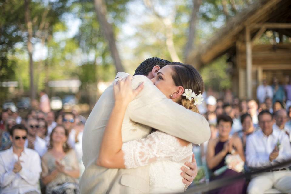 Newlyweds at their ceremony