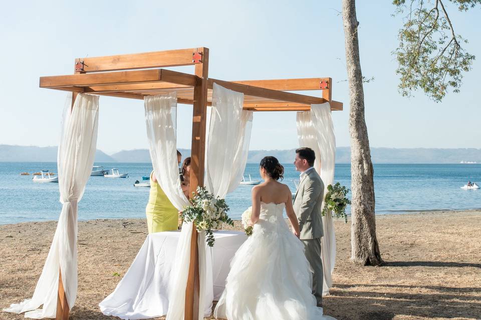 Couple celebrating their unity on the beach