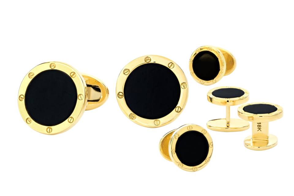18Kt Gold and Onyx Formal Set