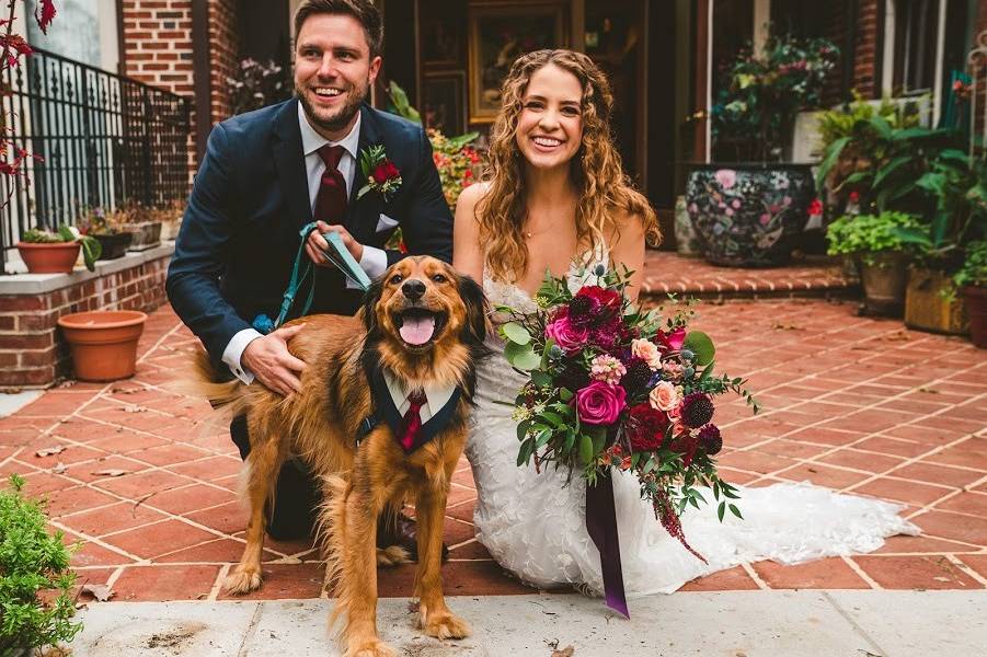 Mansion couple with dog