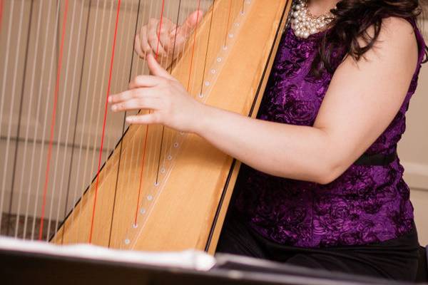 Playing the harp