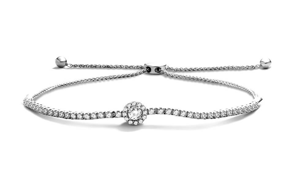 Round Halo Bolo Bracelet