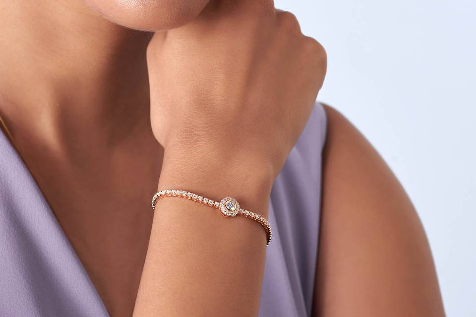 Round Halo Bolo Bracelet