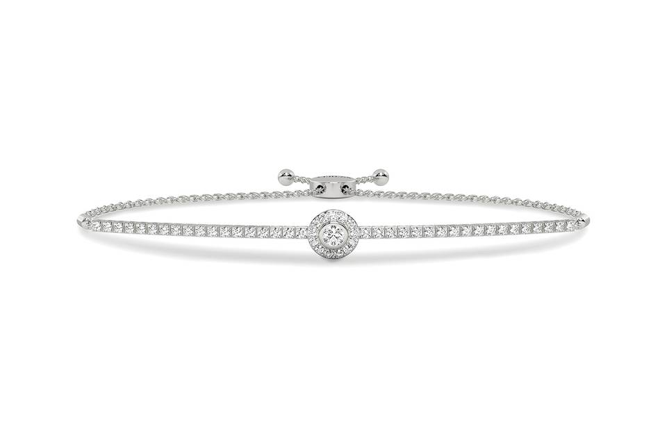 Round Halo Bolo Bracelet
