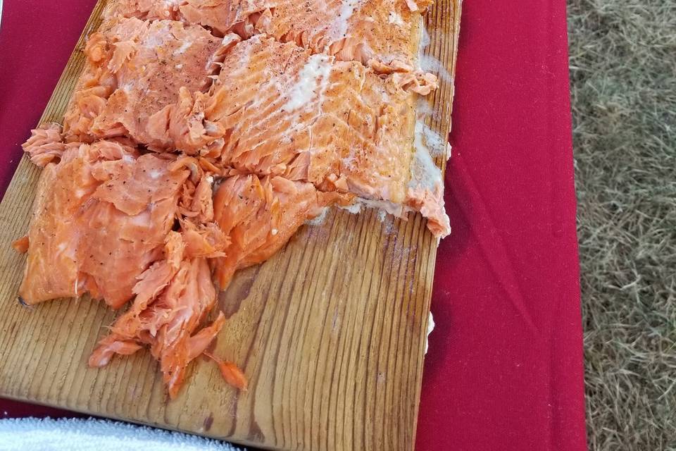 Planked salmon