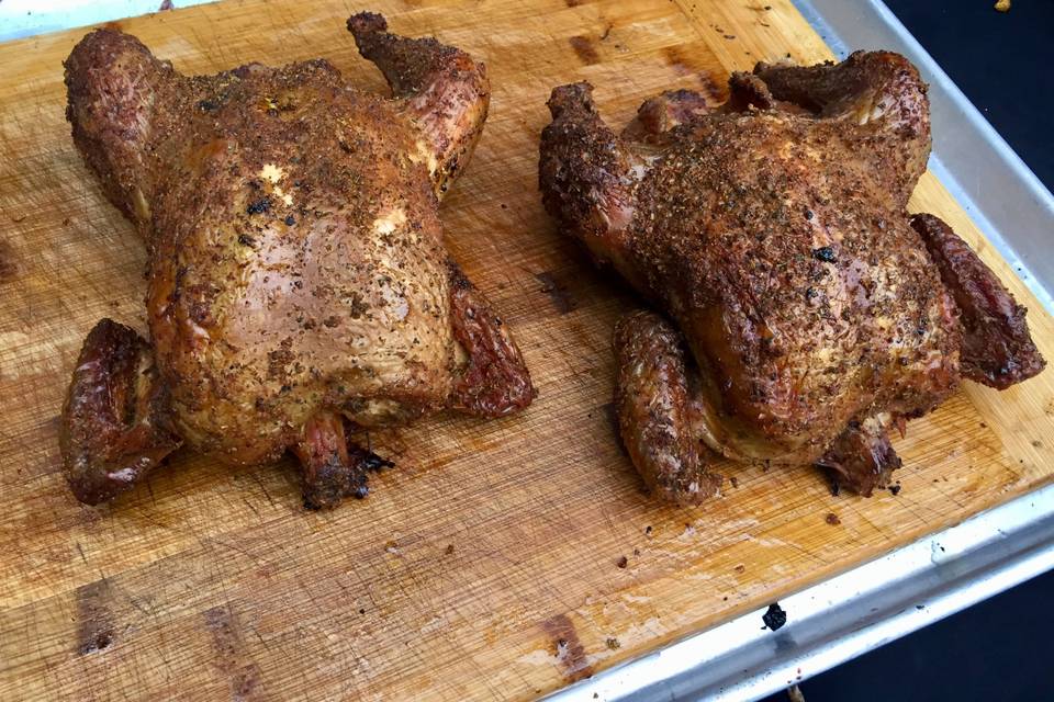 BBQ smoked chickens