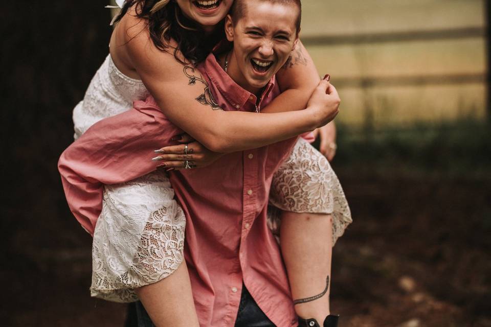 Bride goofing off