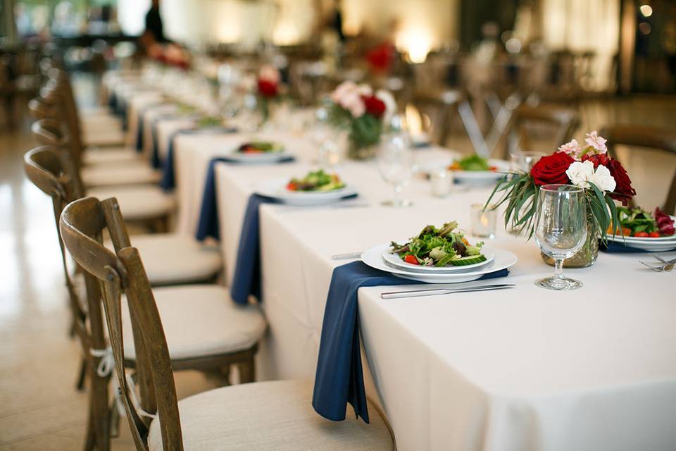 Table setup with centerpiece