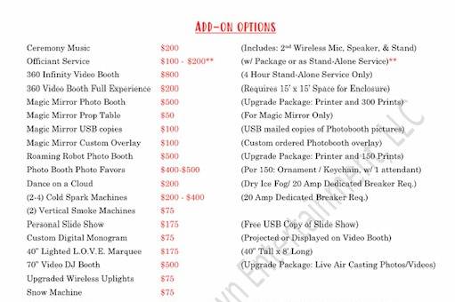 Add-On Services/Rentals