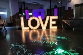 Marquee, monogram, lighted dj