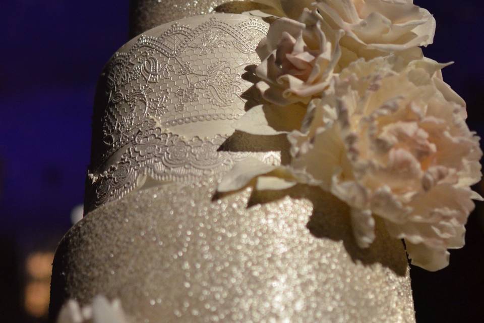 Glitter and Lace  Wedding Cake