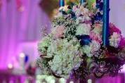 Floral Candlelabra with Navy Blue Candles