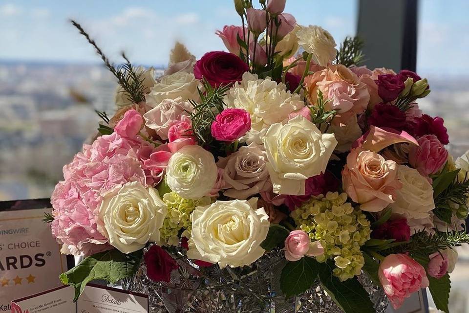 Cut Glass Punch Bowl Bouquet