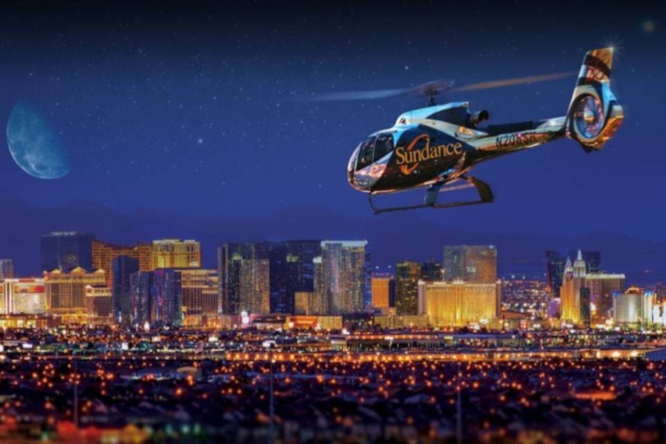 City Lights Helicopter Wedding