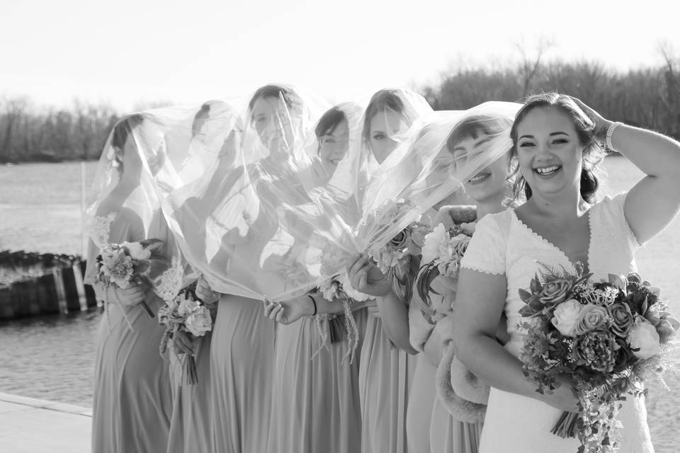 Bride and bridesmaids