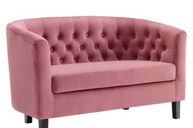 Dusty Rose Velvet Loveseat