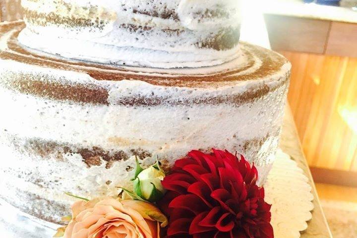 Flowers on naked cake