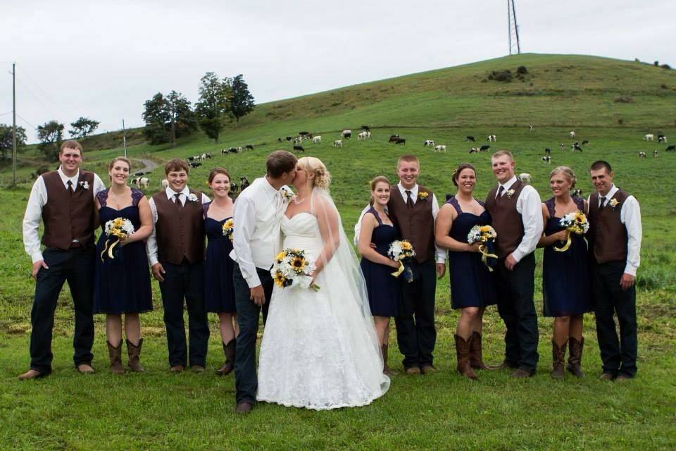 Newlyweds kissing