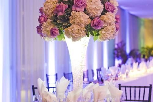 Table setup with centerpiece
