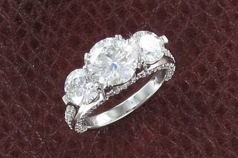 14k white gold with diamonds