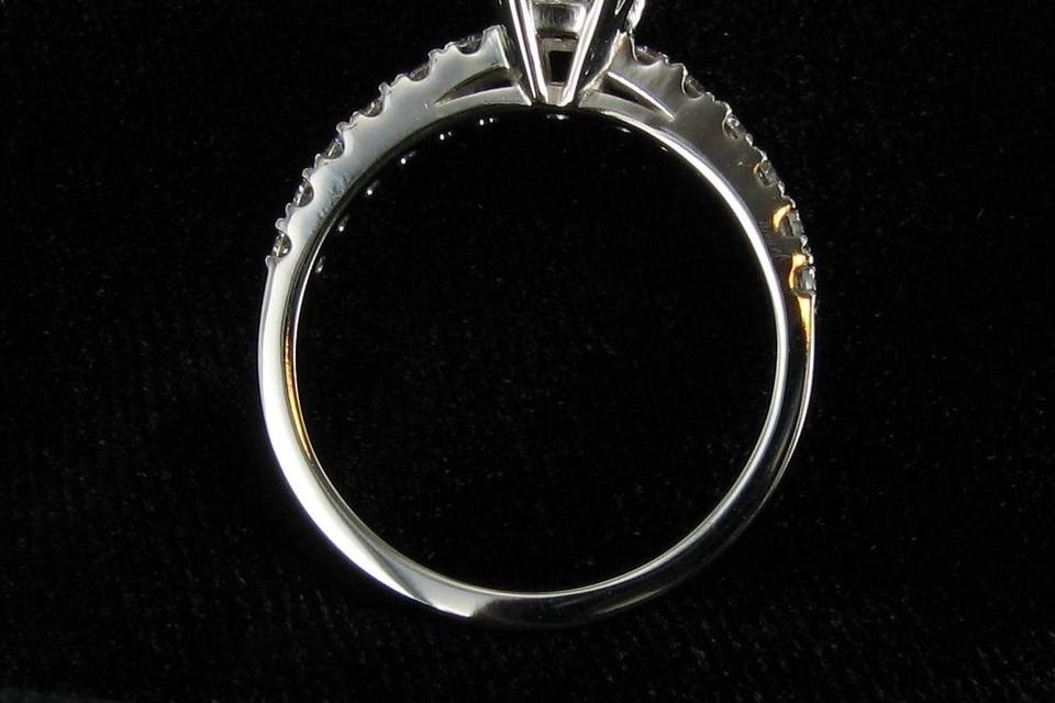 14k white gold with diamonds