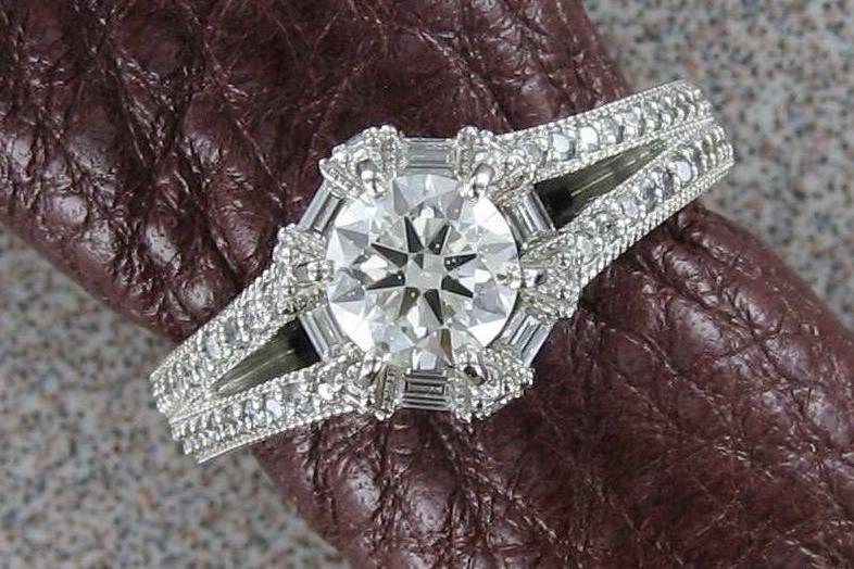 14k white gold with diamonds