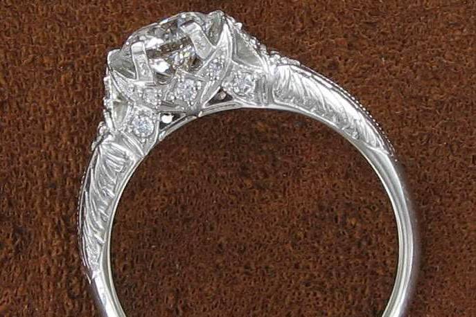 14k white gold with diamonds