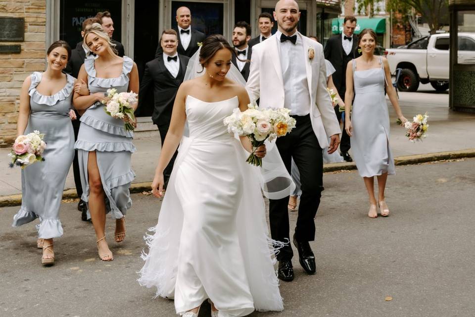 Wedding party outside