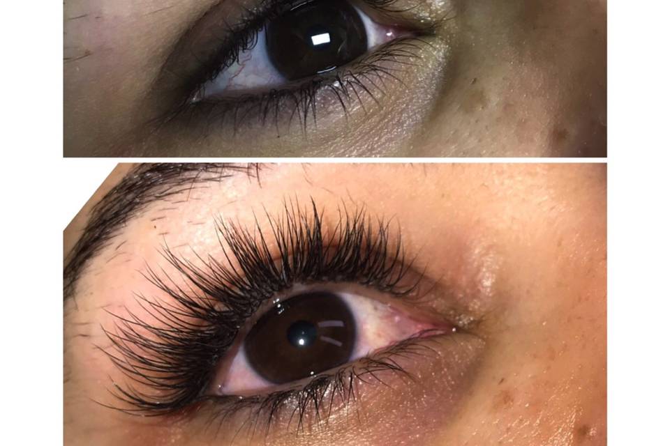 Eyelashes before and after